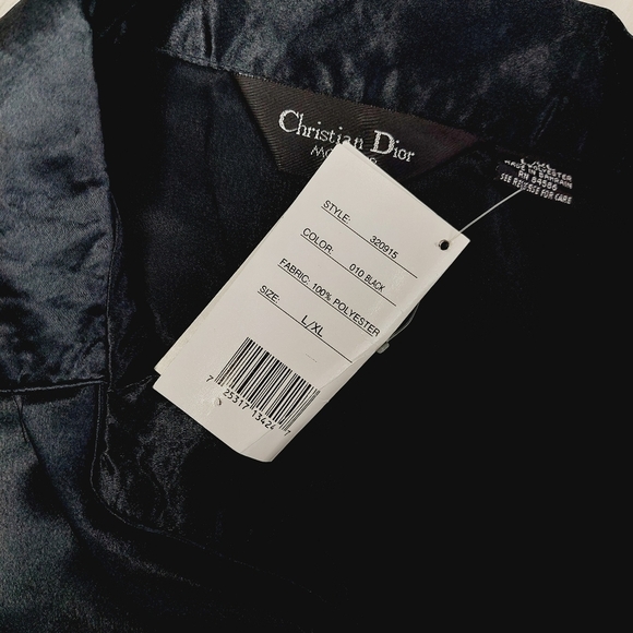 New Vintage Christian Dior Monsieur Black Satin Sleepshirt P5058 - Picture 7 of 8